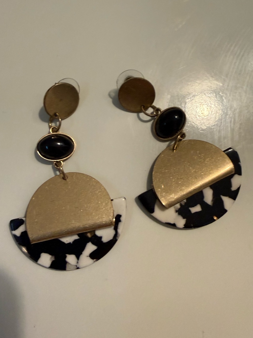 Black/Gold/White Earrings